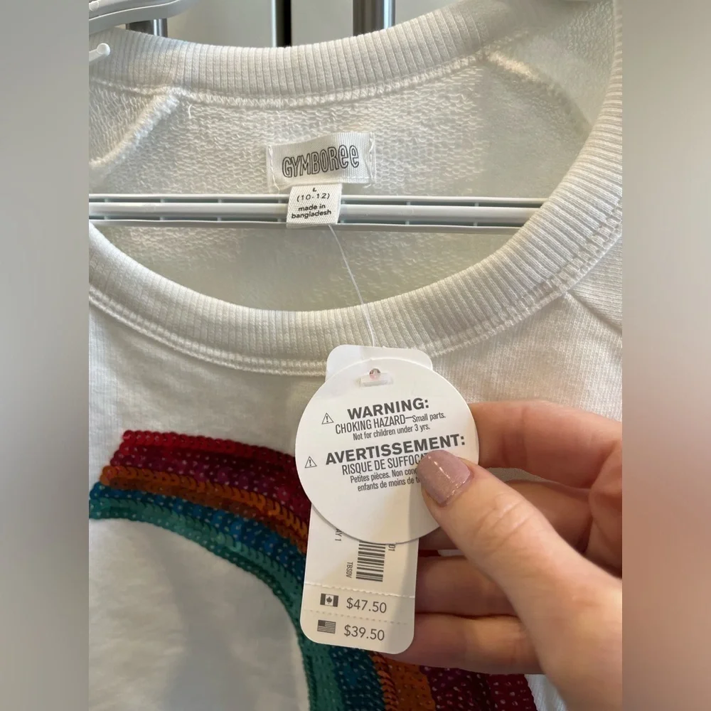 Gymboree size L (10-12) white sweatshirt with rainbow, NWT